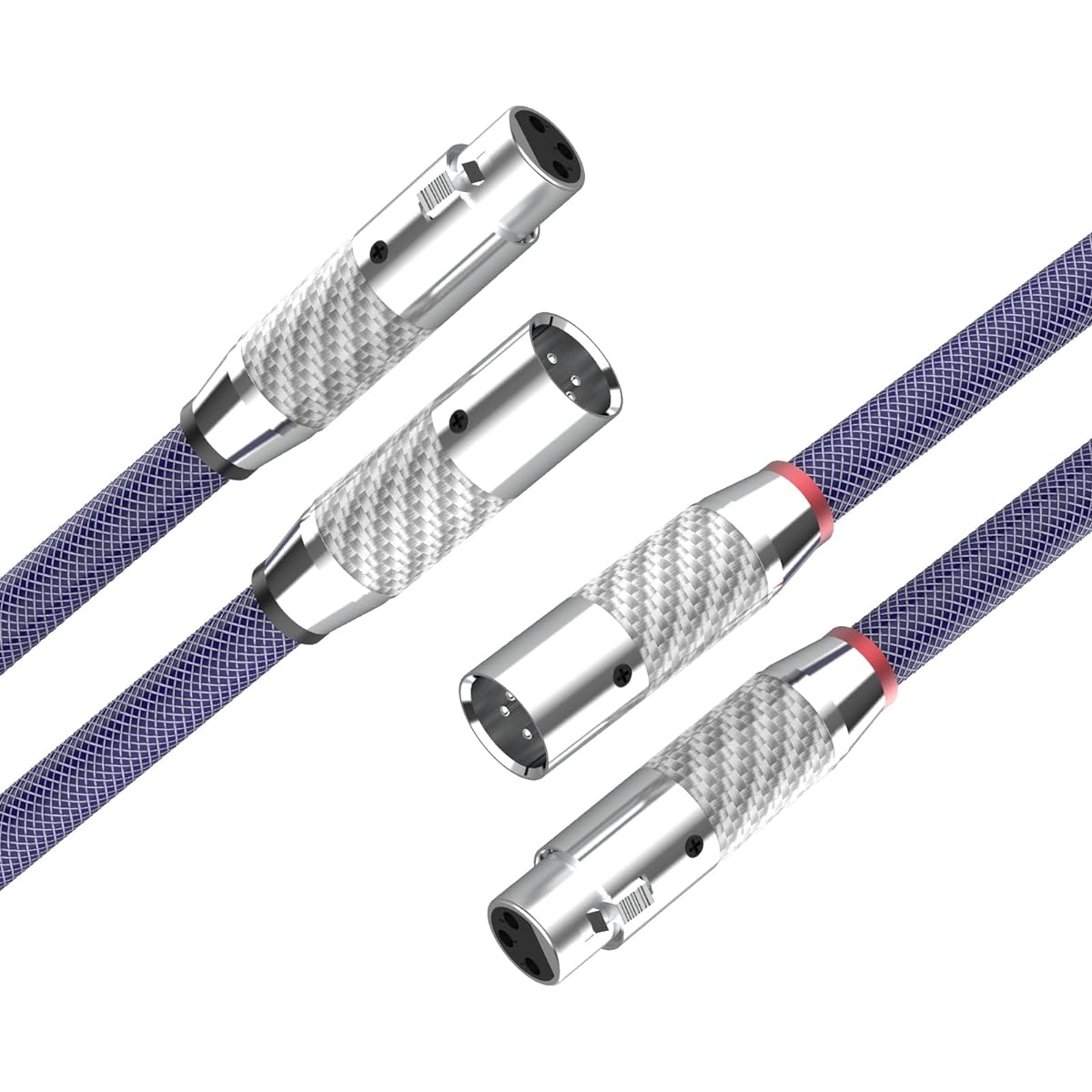 Preffair Audiophile 4N OFC Pure Copper HiFi Mic Cable 6FT 1 Pair Fully Balanced 3-Pin XLR Patch Cable Carbon Fiber Rhodium Plated 18AWG Audio Interconnect Mic Cord (2.0M / 6.6FT)