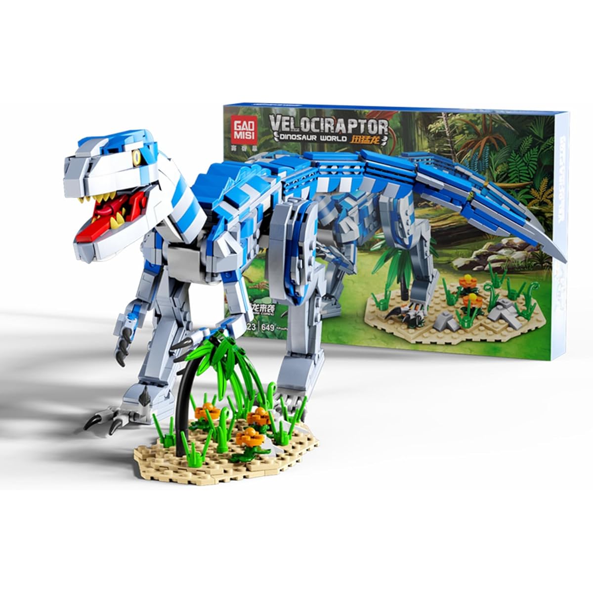 LEQUMOC L007, Dinosaur Building Set, Jurassic Velociraptor Mongoliensis, Dinosaur World Park, Set for Boys and Girls, Ages 4+, 649 Pieces