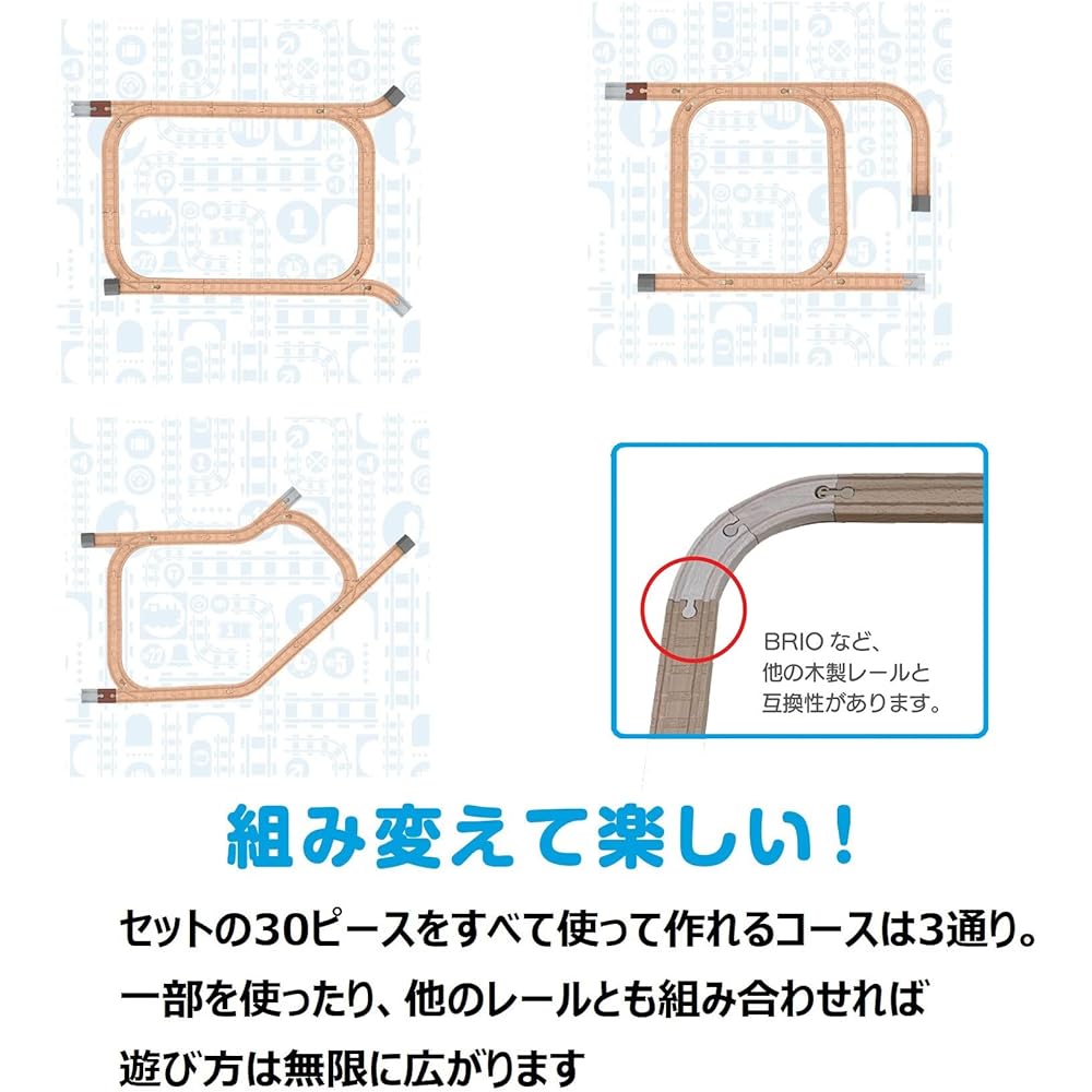 Mattel Thomas the Tank Engine Wooden Rail Series (Thomas) Create your own original course! Straight & curved extended rail set (vehicle sold separately) [vehicle train] [3 years old and up] [30 pieces] HDX06