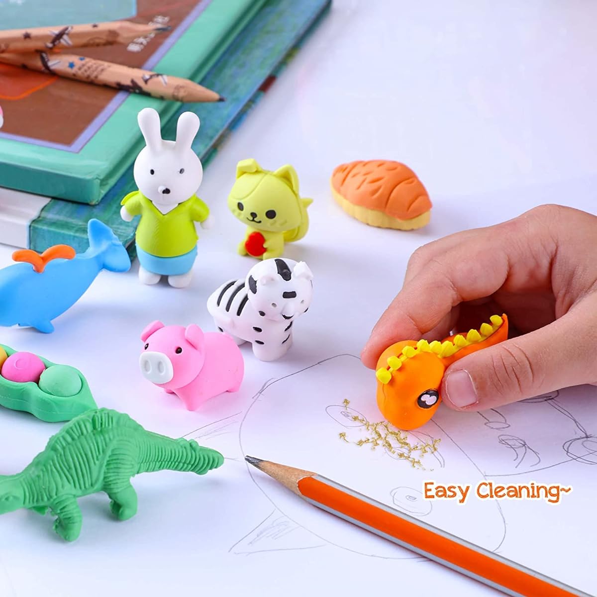 Animal Erasers for Kids Pets Classroom 3D Bulk Mini Puzzle Pencil Erasers Desk Cute Erasers for Classroom Rewards and Prizes Novelty Fun Party Favors Gifts Pack of 200