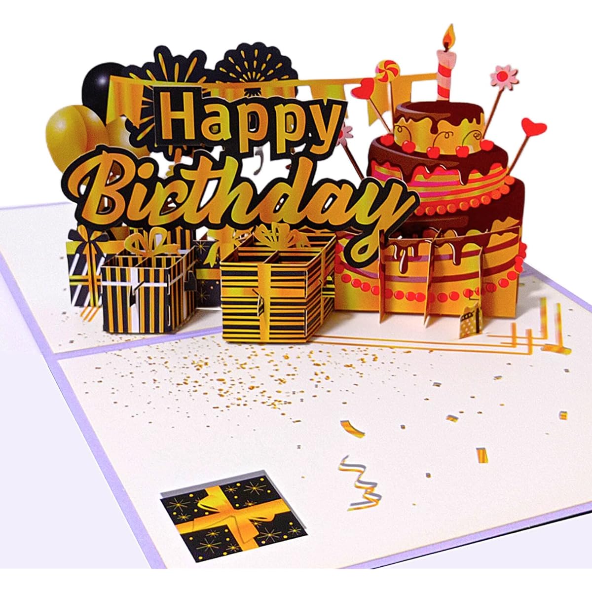 LINSINA Happy Pop-up Birthday Cards for Men Women Kids Male Children Birthday Gift Thank You Card 3D Greeting Cards for Birthday Christmas (Yellow)