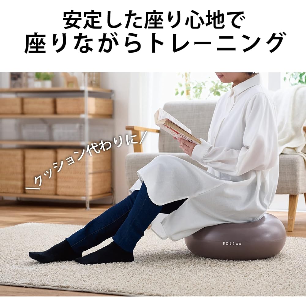 ELECOM Balance Ball 45cm Ekuria Sports Donut Shape M Size Non-Rolling with Pump Gray HCF-BBDMGY