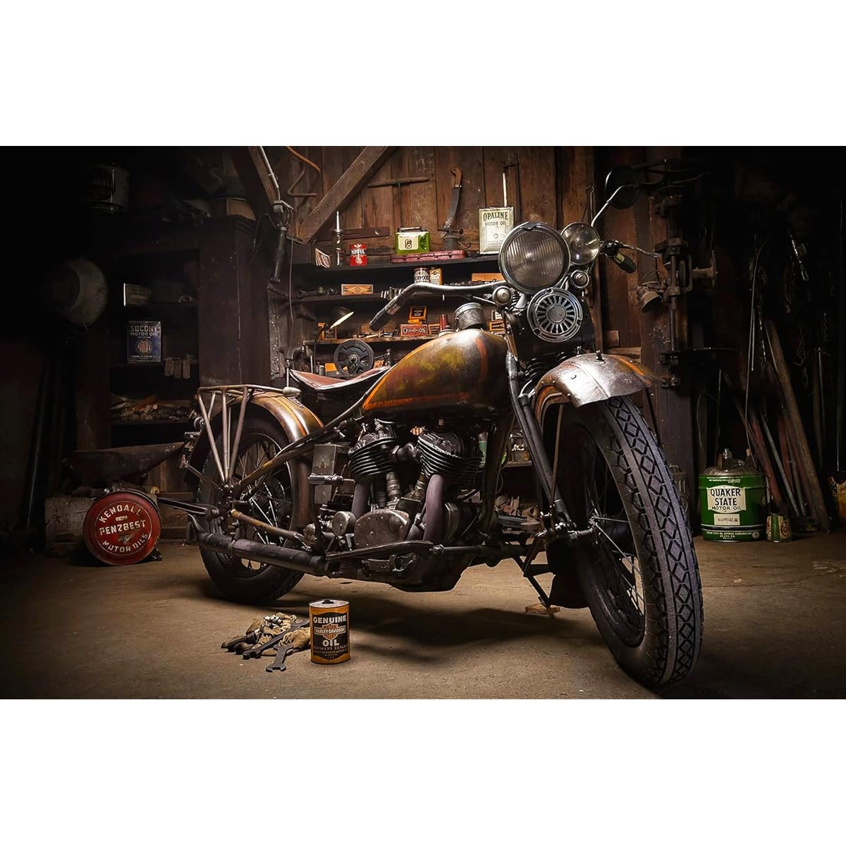 HOUPOO Jigsaw Puzzle 1000 Pieces for Adults Wooden Classic Motorcycle Puzzle for Adults Kids - Game Toy Gift Home Wall Decor