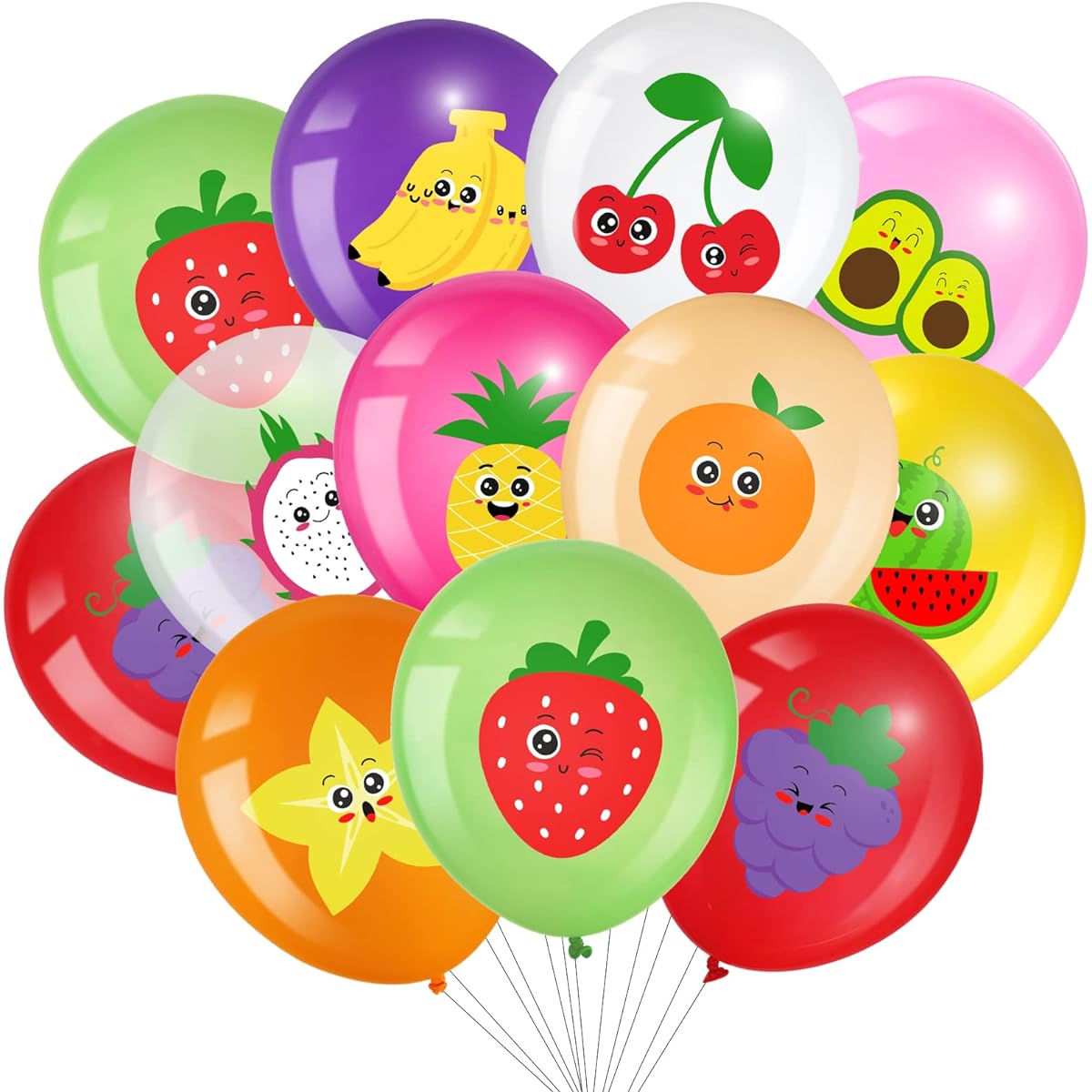 Tiamon 40 Pieces Fruit Balloons Summer Theme Balloons Tropical Fruit Party Favors Balloons Summer Strawberry Watermelon Latex Balloons Summer Tropical Balloons for Luau Birthday Baby Shower