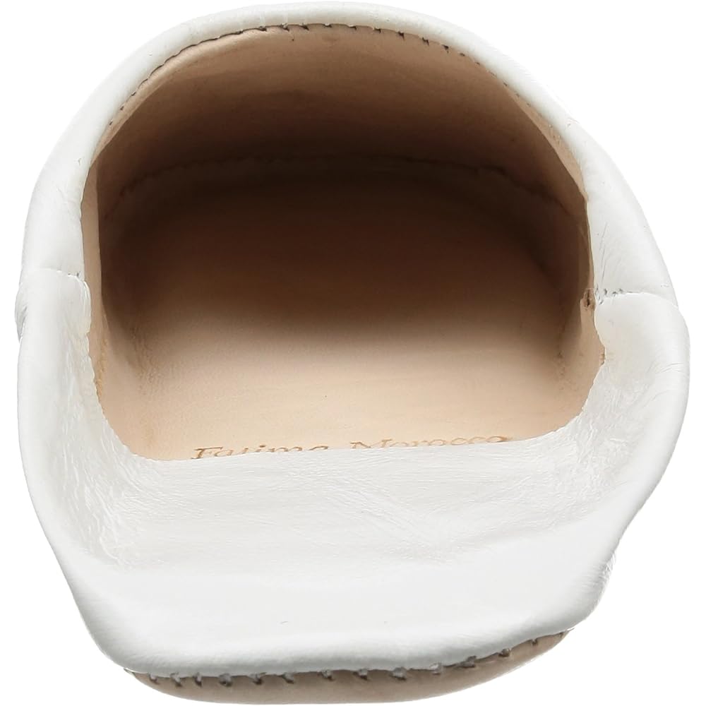 [Fatima Morocco] Babouche Smile Embroidery Babouche LFM009 White JP L(24cm)