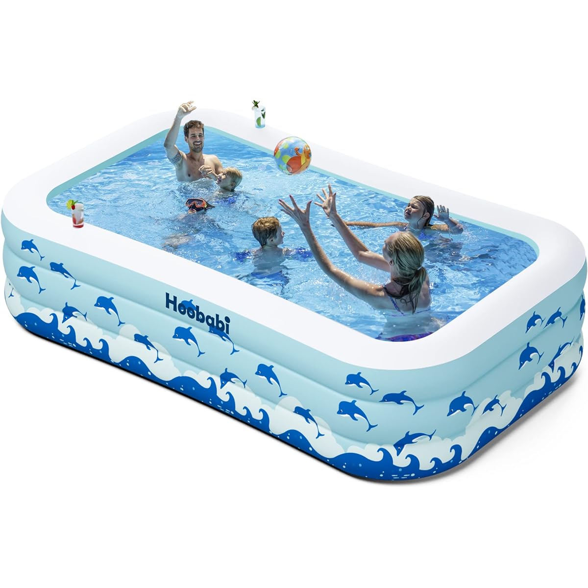 Inflatable Pool with Sheet Size: 130" x 72" x 22" Thick Kiddie Pool for Kids Toddlers Adults Inflatable Pool Above Ground for Family Backyard Garden Lawn Outdoor