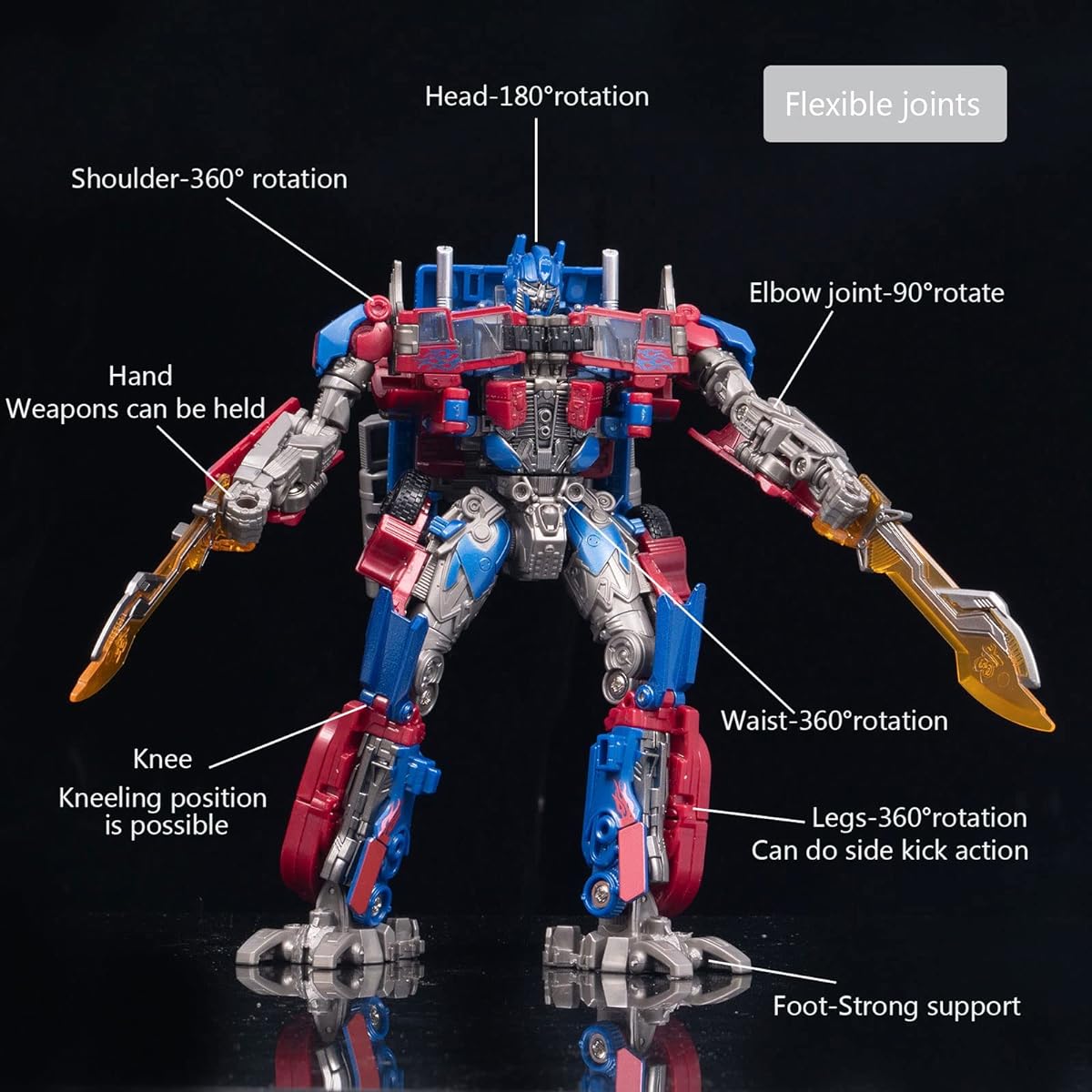 QCCX Car Robot Toy Transforming Toy Car Action Figure with 2 Interchangeable Heads Made of Alloy