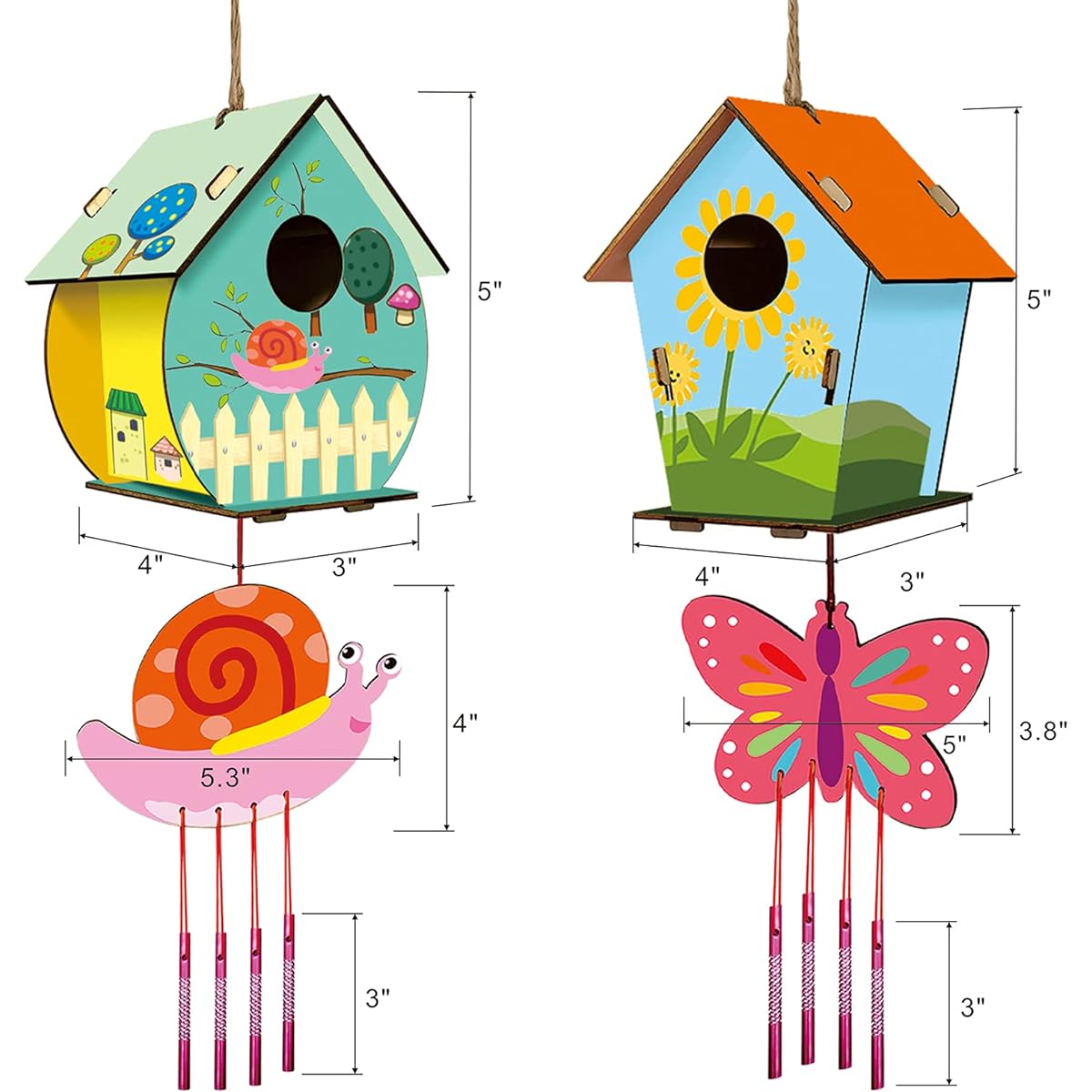 HOME COMPOSER 4 Pack DIY Torii Wind Chime Kit for Kids to Assemble and Paint, Wood Arts and Crafts for Kids Ages 8-12, 4-6, 6-8, Paint Kit Includes Paints and Brushes