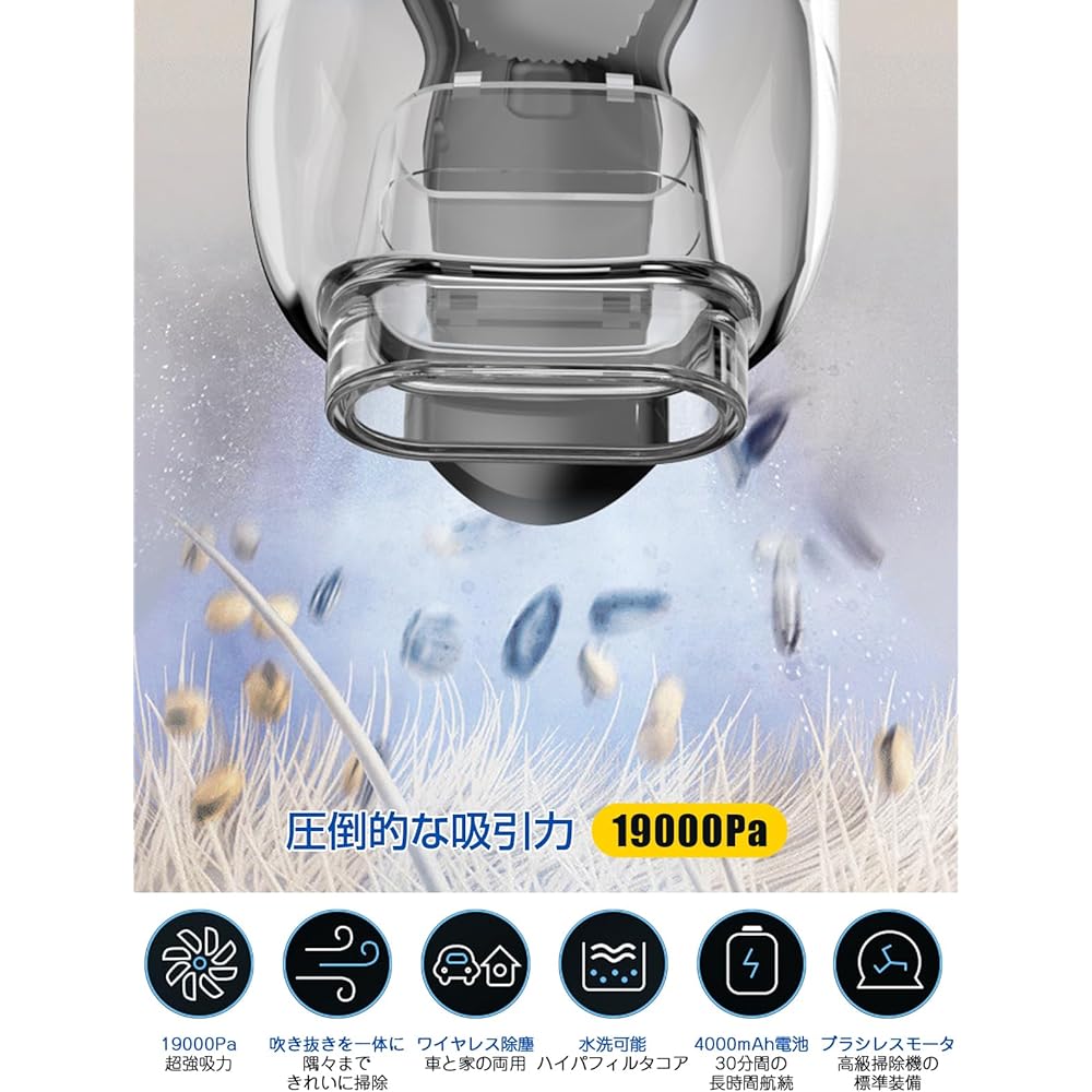 [2024 & Super Strong Motor] Handy Cleaner, 19,000 Pa, Harulife Multi-functional Mini Vacuum Cleaner, Cordless Car Vacuum Cleaner, Powerful, Strong Suction, Small Cleaner, Low Noise Production, Mini