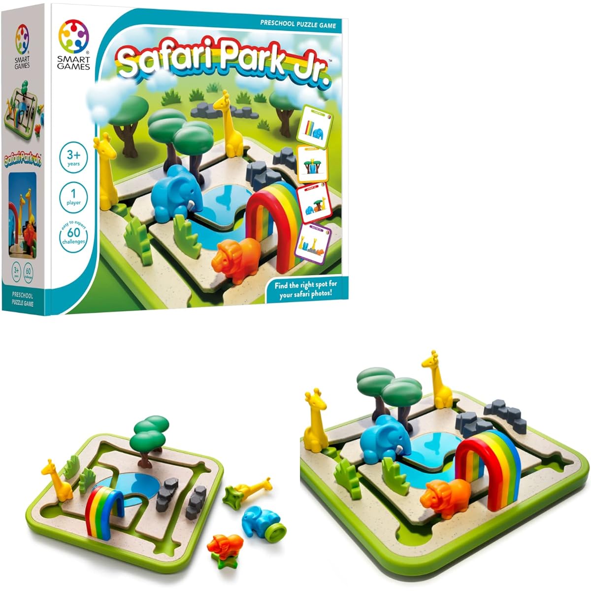SmartGames Safari Park Junior Preschool Puzzle Game with 60 Challenges for ages 3 and up