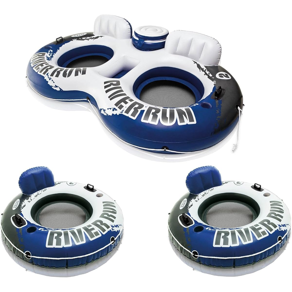 Intex River Run II Inflatable 2-Person Float + 2 Single-Person Floats for Pools