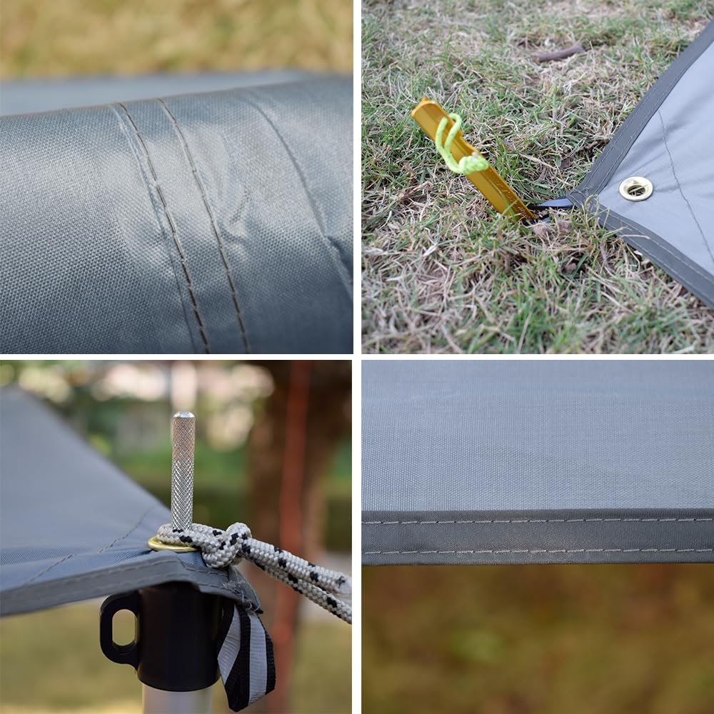 Geer Top Ground Sheet Hexagonal Tent Sheet Waterproof Lightweight Hexatarp Hexagonal Camping Mat Awning Storage Bag Included Outdoor Camping Hiking Cherry Blossom Viewing