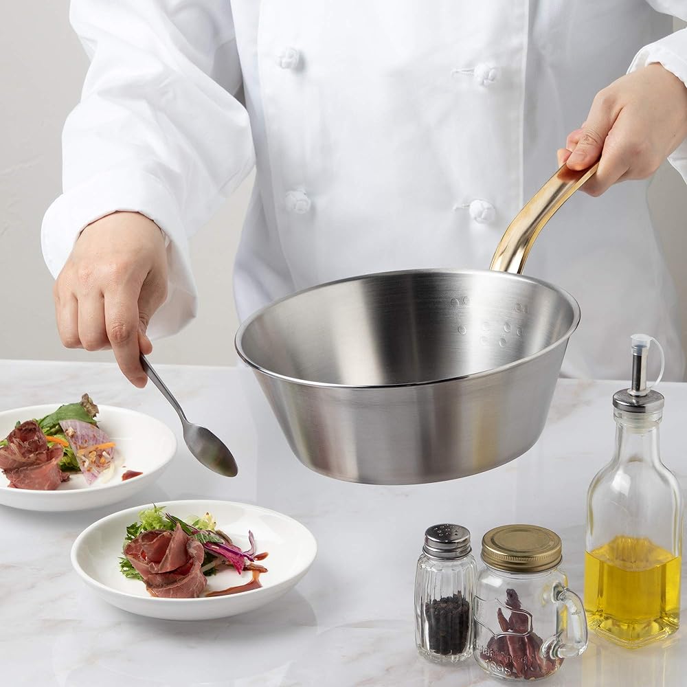 Endo Shoji Commercial Super Denji Taper Pan 21cm Stainless Steel Pot for Induction Cooker Made in Japan ATC22021