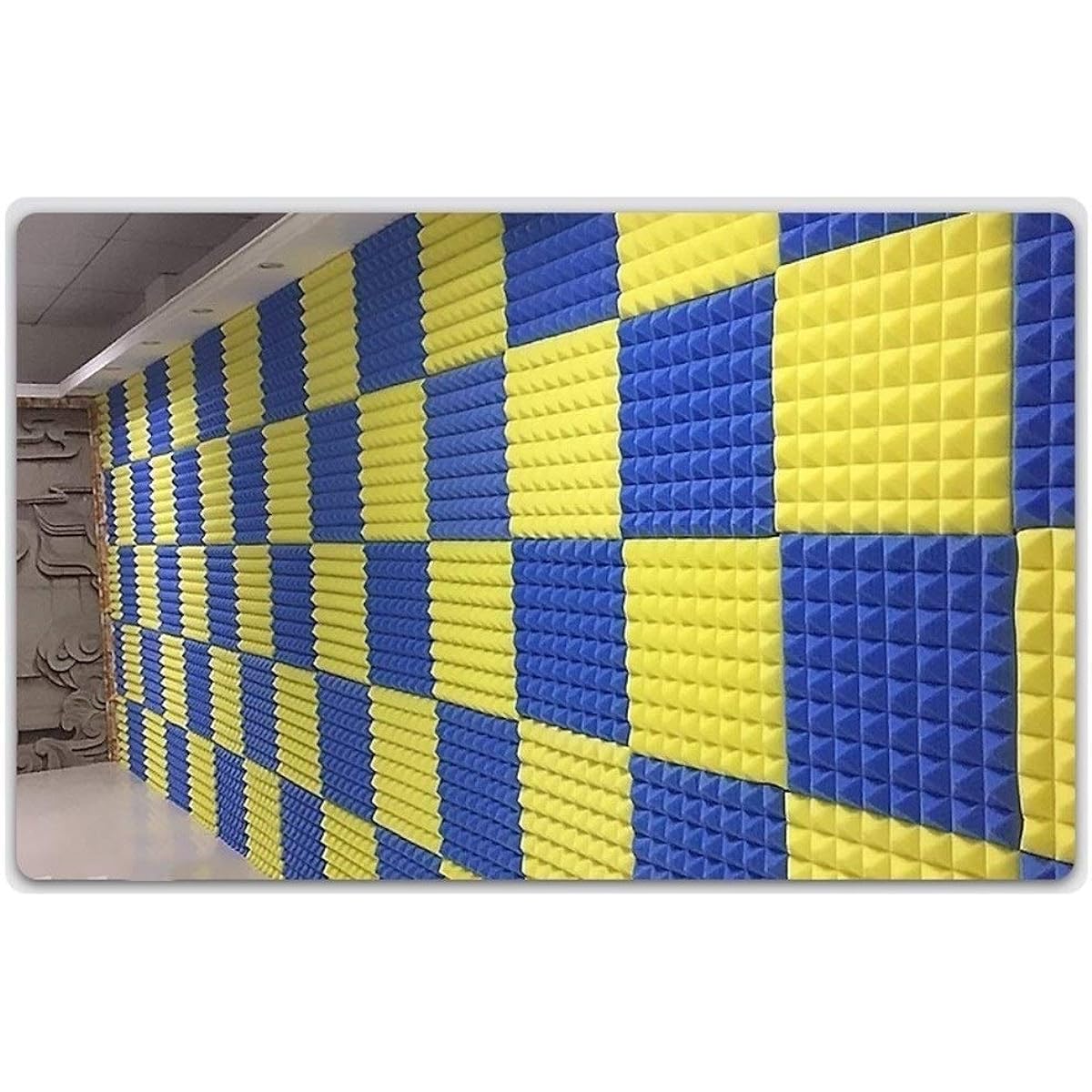 Enterprise Decoration Acoustic Panels Self-Adhesive Thick Sound Absorbing Cotton Recording Studio Occupation Soundproof 10pcs (Yellow) (Red)