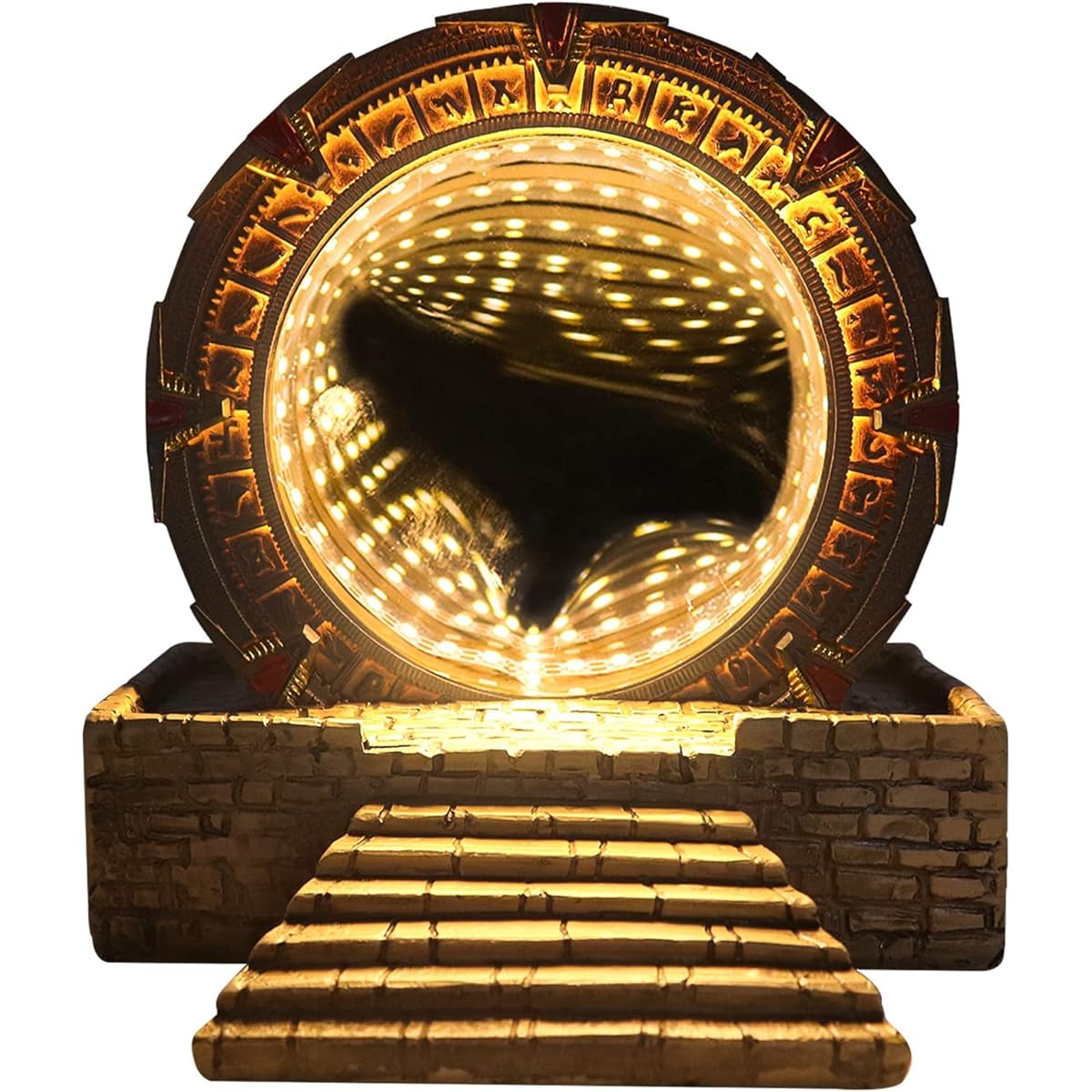 CAFELE Stargate Mirror Creative SG-1 Time Tunnel Light Stargate Ring Mirror Modeling 3D Replica Fantastic Atlantis Universe Collectible Gift Game Sculpture Model Toy Prop