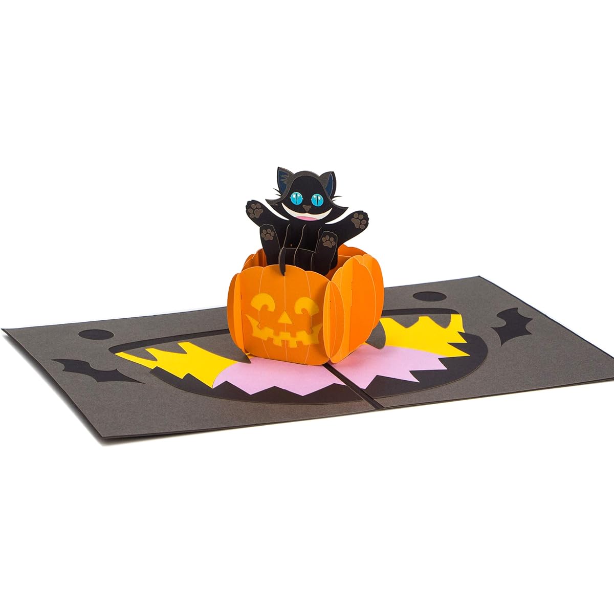 Ribbli Halloween Cat Pumpkin Handmade 3D Pop Up Card Greeting Card Halloween Card Funny Card Cat Card Birthday Card Pumpkin Card for Any Occasion with Envelope