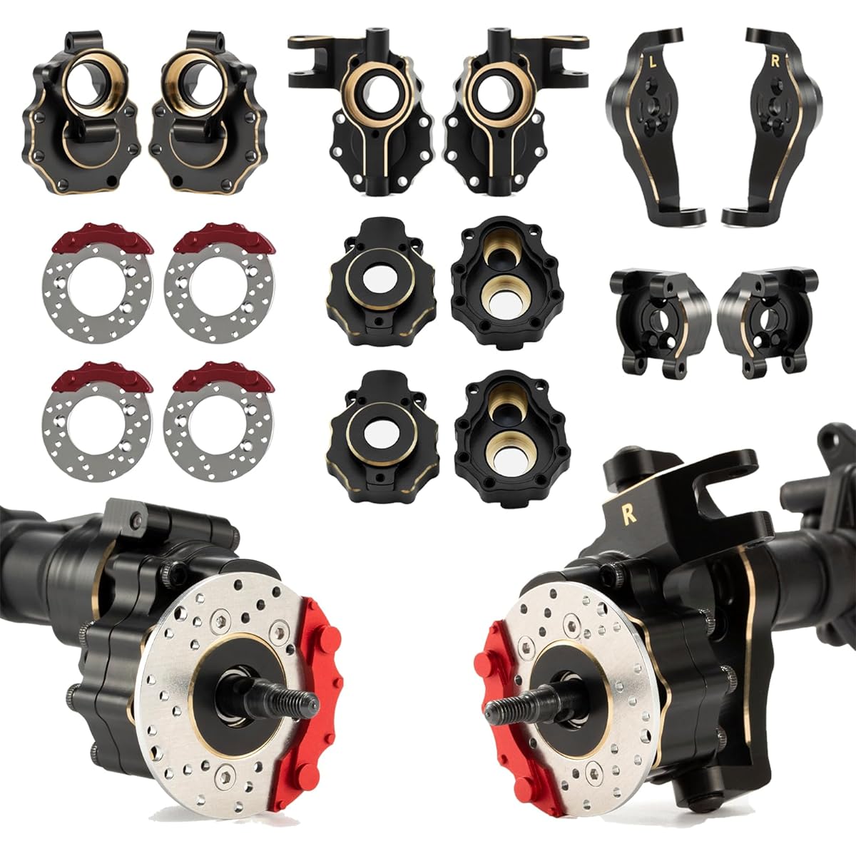 TRX4 Brass Counterweight Black Coating Portal Axle Housing 1/10 RC Crawler TRX6 TRX4 Upgrade Parts (8 in 1 Set)
