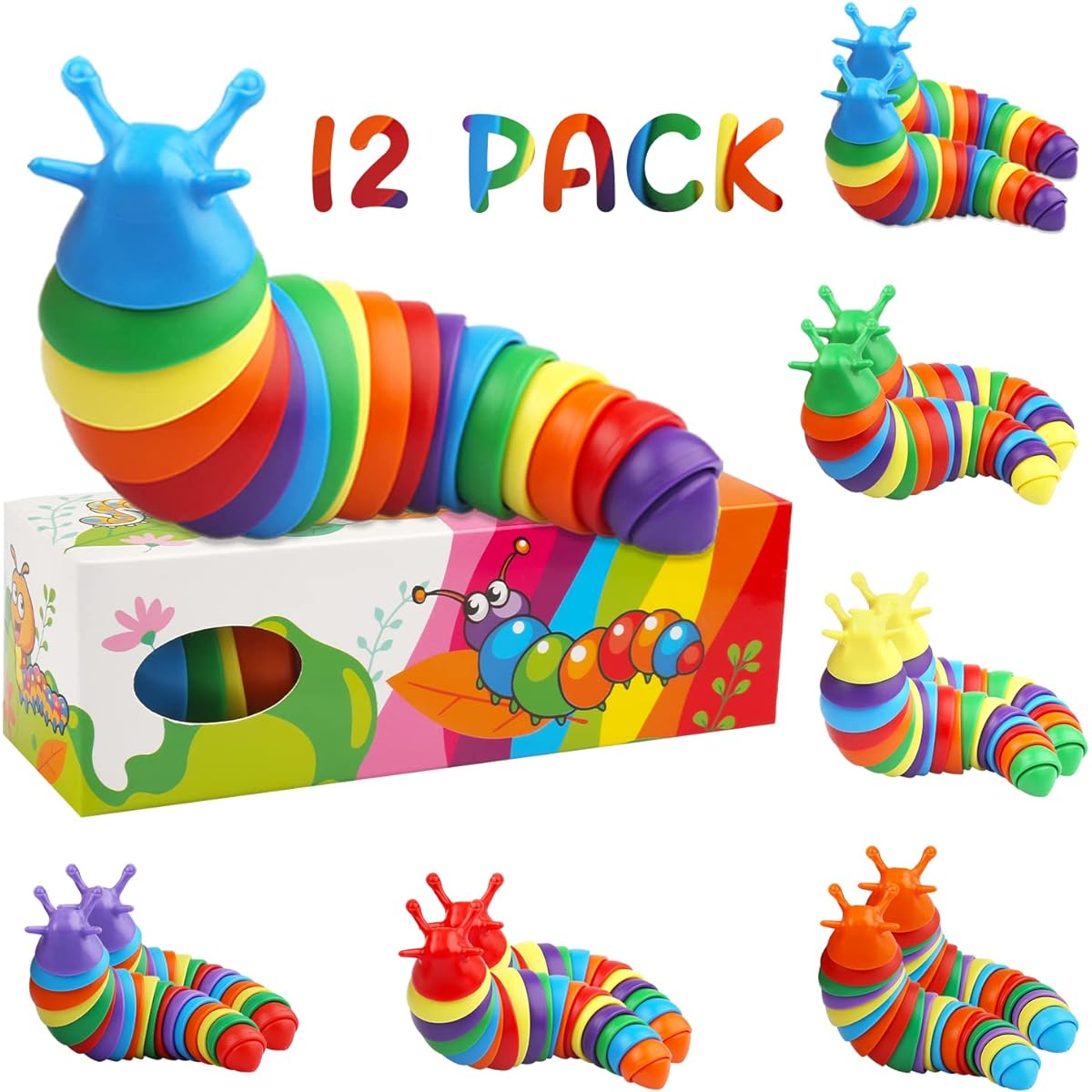 SoulLife Slug Sensory Fidget Toy 12 Pack Bulk Purchase
