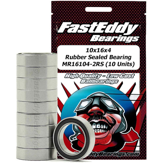 FastEddy Bearing 10x16x4 Rubber Sealed Bearing MR16104-2RS (10 Units)