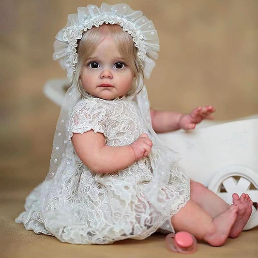 Anano Reborn Baby Doll Girl Toddler Real Blue Veins 24 Inch Realistic Reborn Doll Realistic Human-Like Baby Doll Handmade Silicone Baby for Kids Ages 3+ Birthday