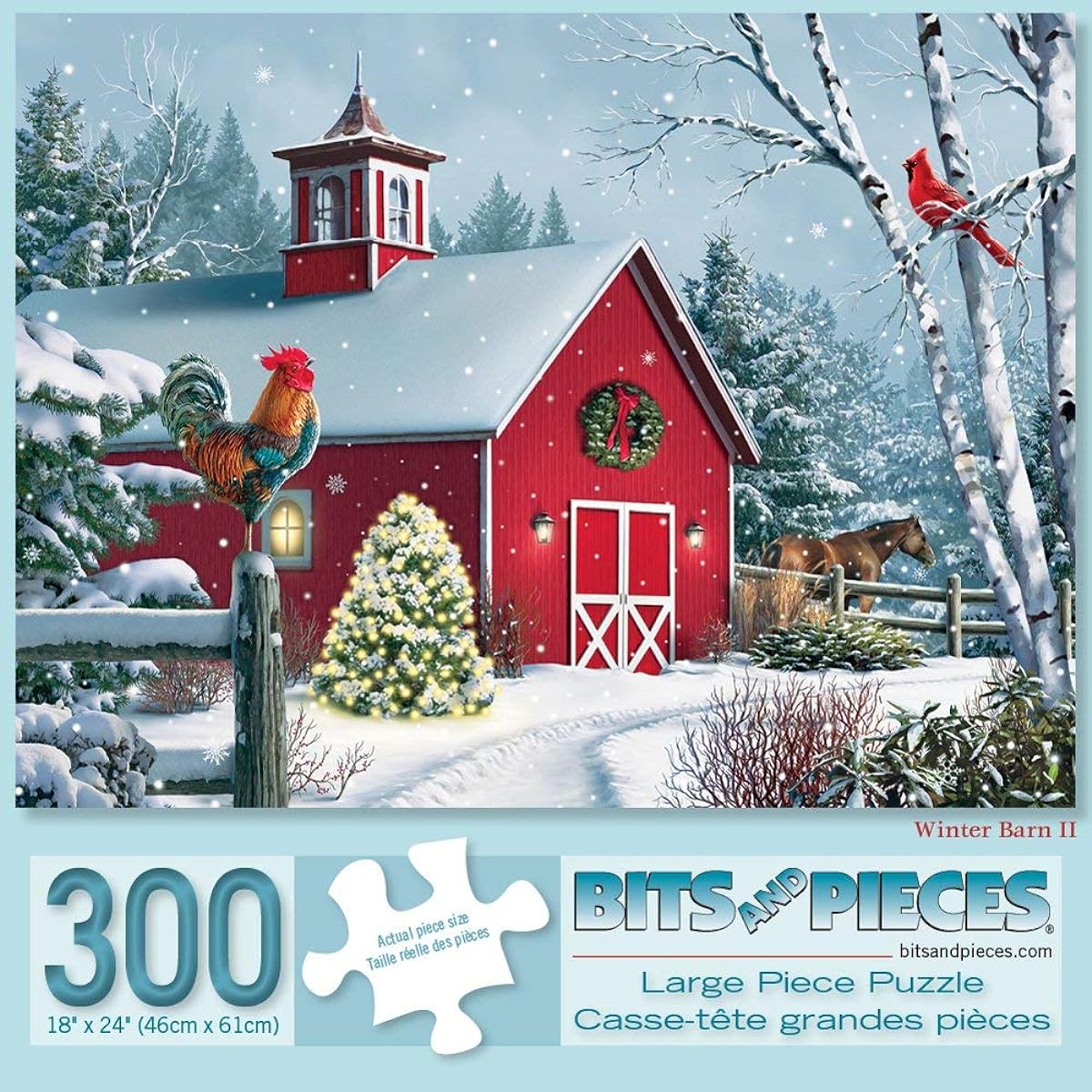 Bits and Pieces - 300 Piece Jigsaw Puzzle for Adults 46cm x 60cm - Winter Barn II - 300 pc Jigsaw by Artist Alan Giana
