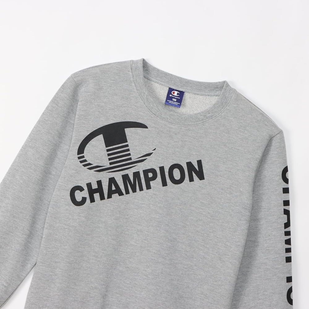[Champion] CK-YS003 Sweatshirt for Kids, Long Sleeve, Round Neck, Graphic Logo Print, Crew Neck Shirt, School Boys