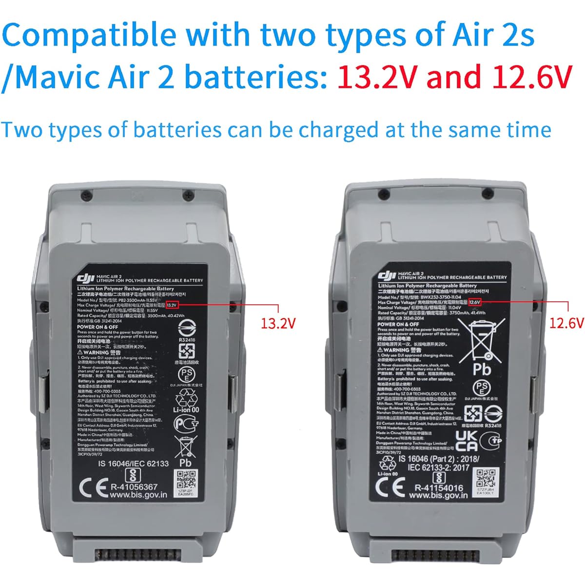 Hanatora Battery Home Charger & Car Charger with Switch for DJI Air 2S Mavic Air 2 Drones 5-in-1 Fast Charging Hub with Charging and Storage