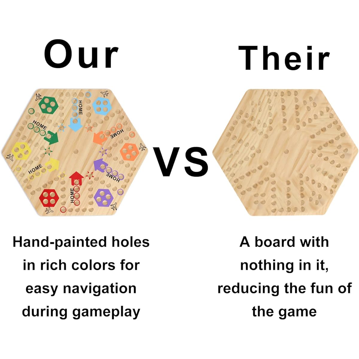 Medikaison Large Original Marble Game Solid Wood 20 Inch Wahoo Board Game Double Sided Painted Wooden Fast Track for 6 and 4 Players 6 Colors 24 Marbles 6 Dice for Family Friends