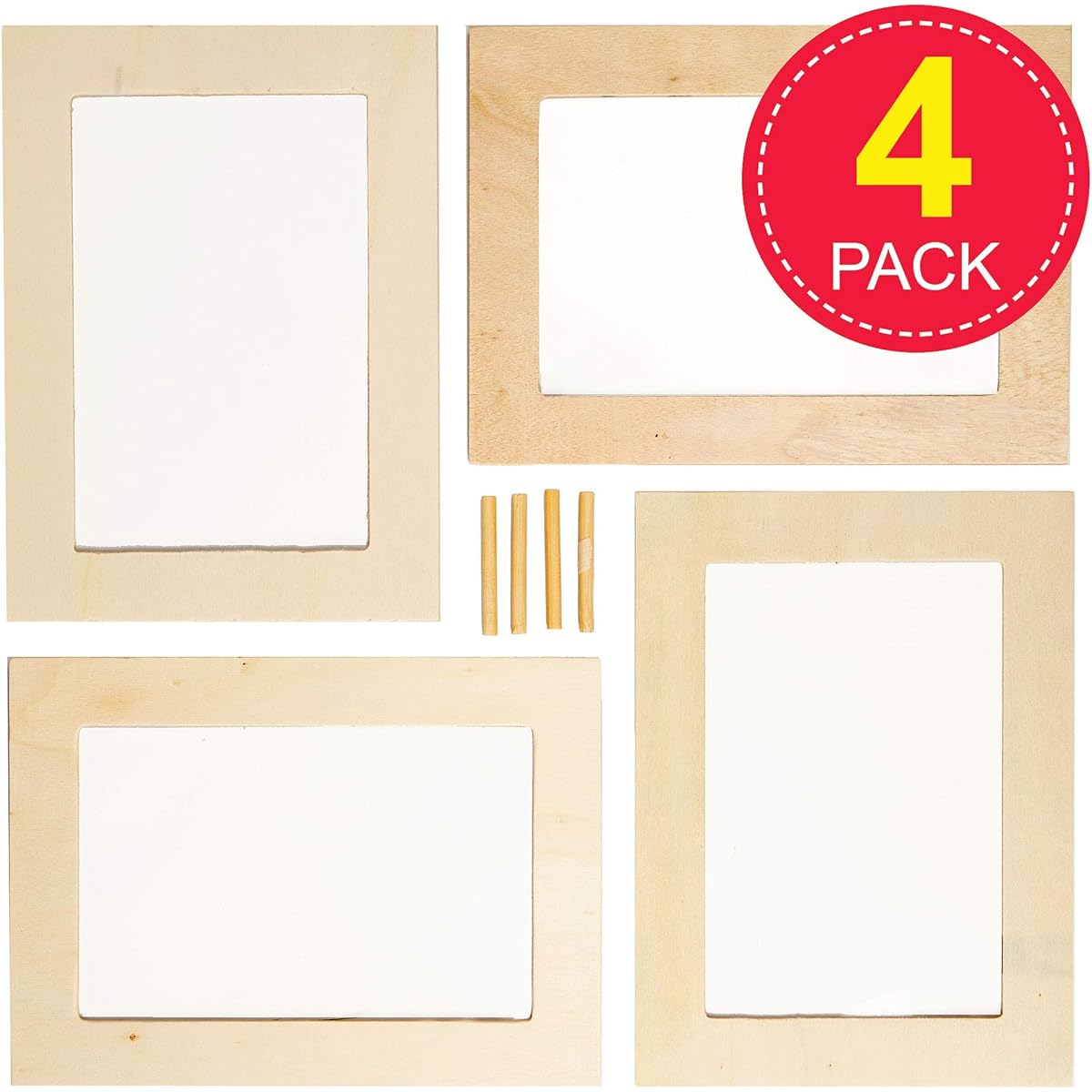Create your own original design: Wooden photo frames (4 pieces)