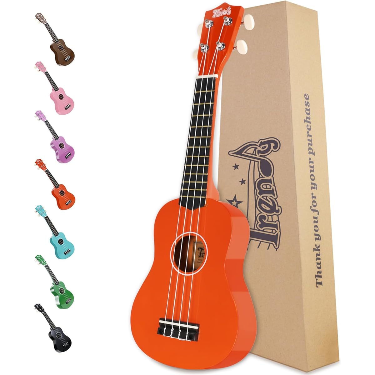 Trendy Soprano Ukulele for Beginners 21 Inch Hawaiian Ukulele for Adults and Students with Gig Bag (Orange)