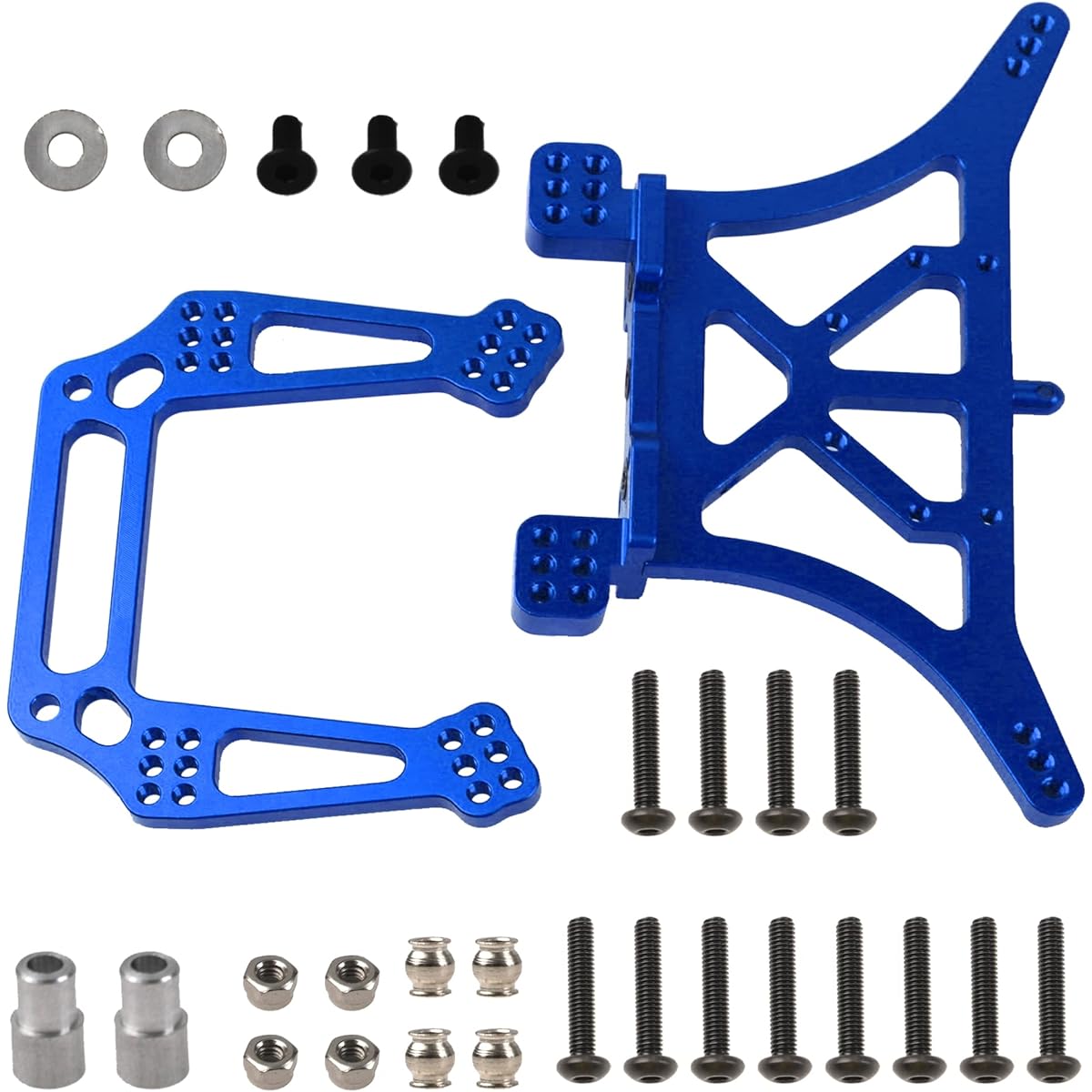 Vgoohobby Aluminum Alloy Front & Rear Shock Tower Mounts 2WD Upgrade Parts Compatible with Traxxas 2WD Slash Rustler VXL Bandit XL5 1/10 RC Car (Blue)