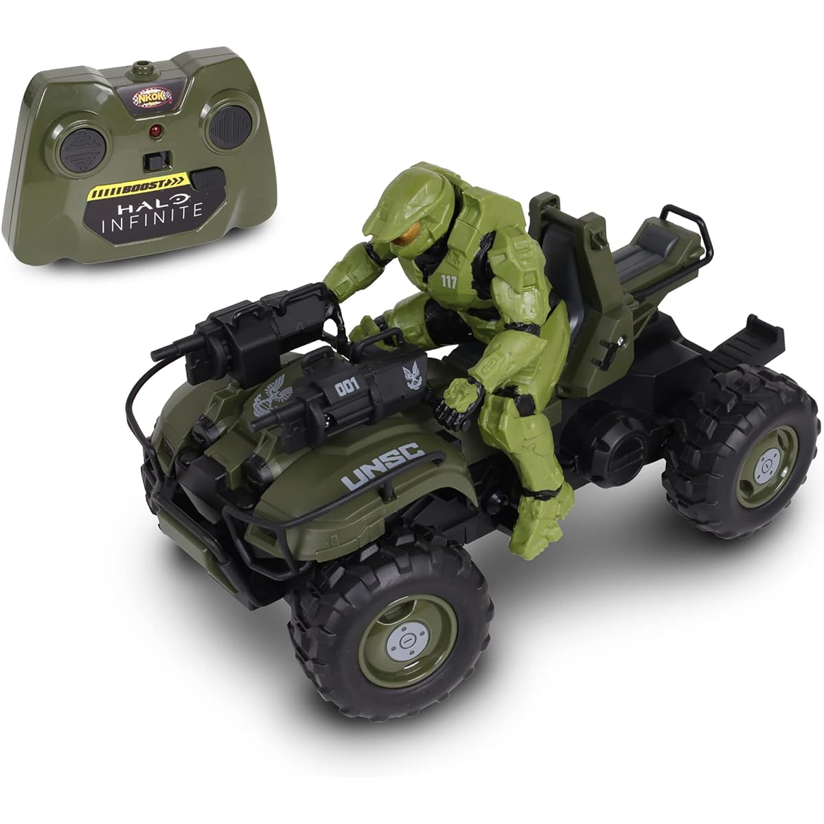 NKOK Halo Infinite: Gungoose & Master Chief 2.4 GHz Radio Control - Turbo Boost, Gungoose Vehicle with Master Chief (762), Working Light, Battery Operated, Officially Licensed, For Ages 6+