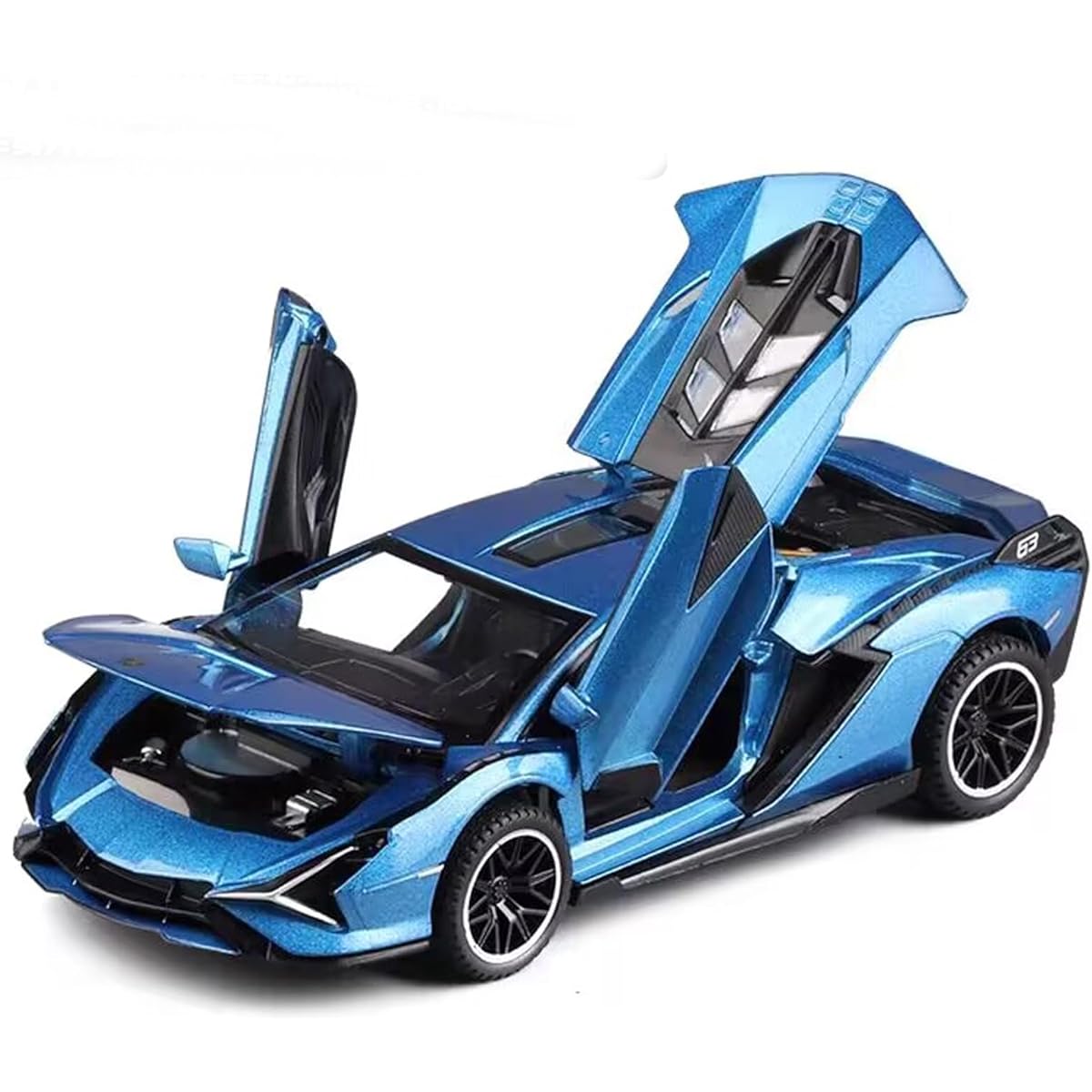 IYEAM Lambo Toy Car Sian FKP3 Diecast Car Model with Lights and Sounds Pull Back Toy Car for Boys Ages 6+ (Blue)