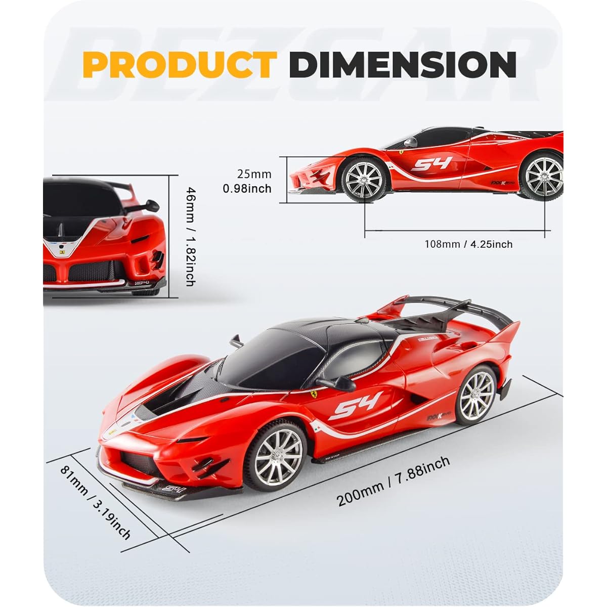 BEZGAR Officially Licensed RC Series 1:24 Scale Remote Control Car Ferrari FXX K EVO Electric Sports Racing Hobby Toy Car Model Vehicle for Boys Kids Teens Toddlers Christmas Gift