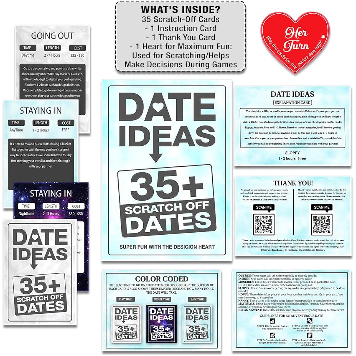 Romantic Couple Gifts Scratch Off Couples Game for Date Night, Card Games for Couples - Date Night Ideas: Boyfriend Girlfriend Her Him Newlywed Wife Husband Valentine's Day Gifts