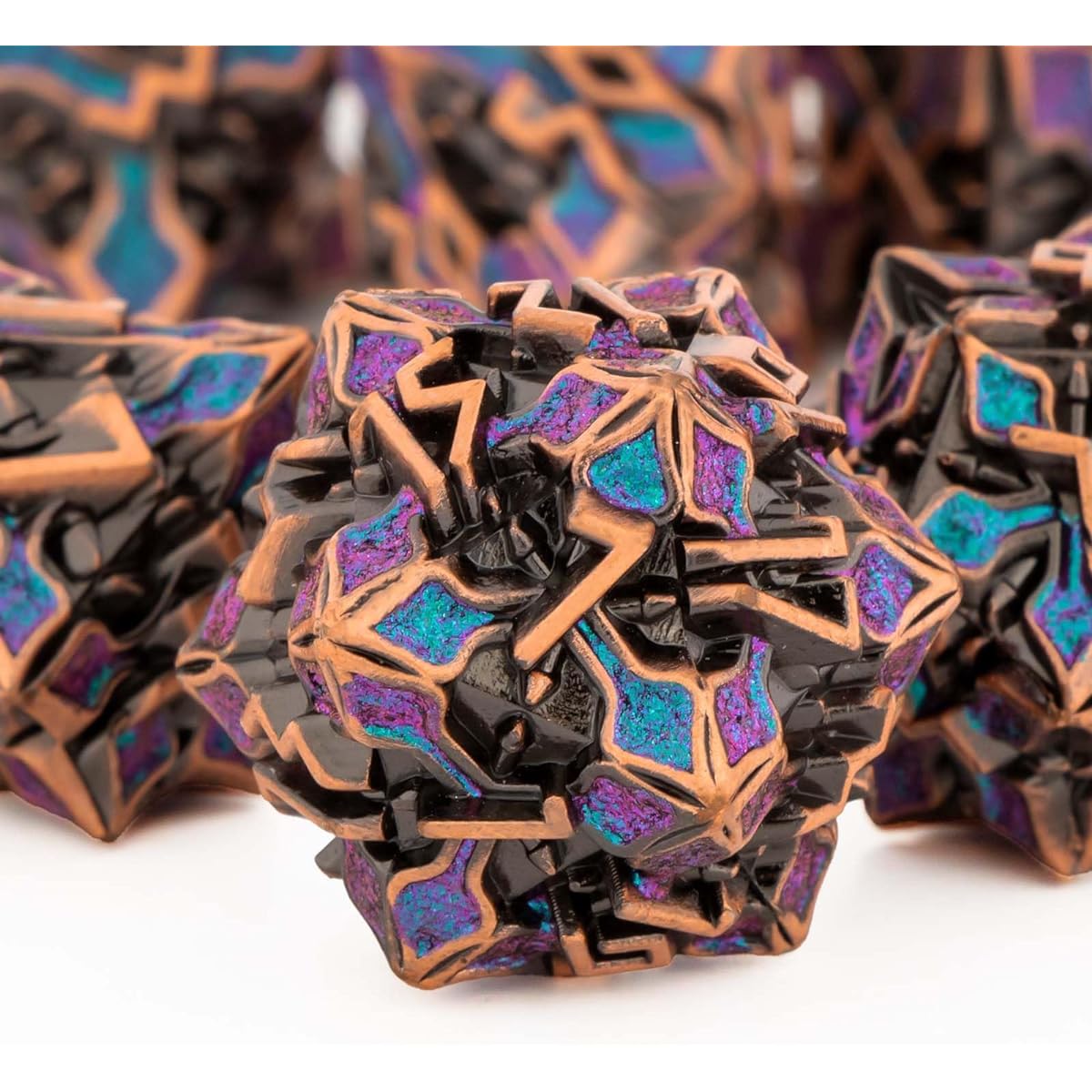 OUKELANWO Metal DND Dice Set D&D with Box Gold Polyhedral Dungeons and Dragons Dice D and D Role Playing Dice D20 Dice Set