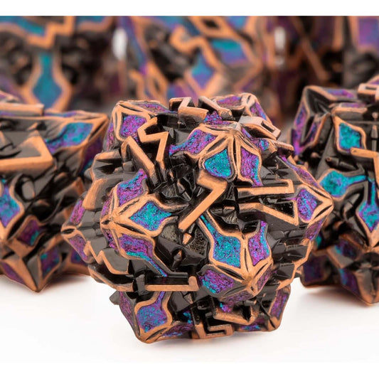 OUKELANWO Metal DND Dice Set D&D with Box Gold Polyhedral Dungeons and Dragons Dice D and D Role Playing Dice D20 Dice Set