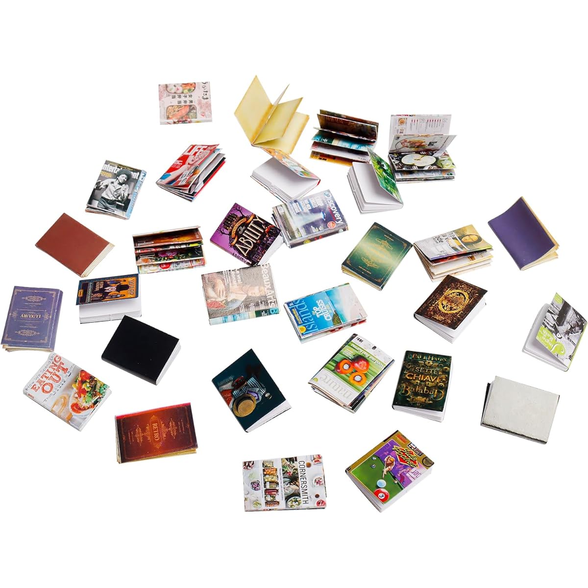30pcs 1:12 Scale Miniature Dollhouse Books Mini Books Miniature Books for Mini House Decoration