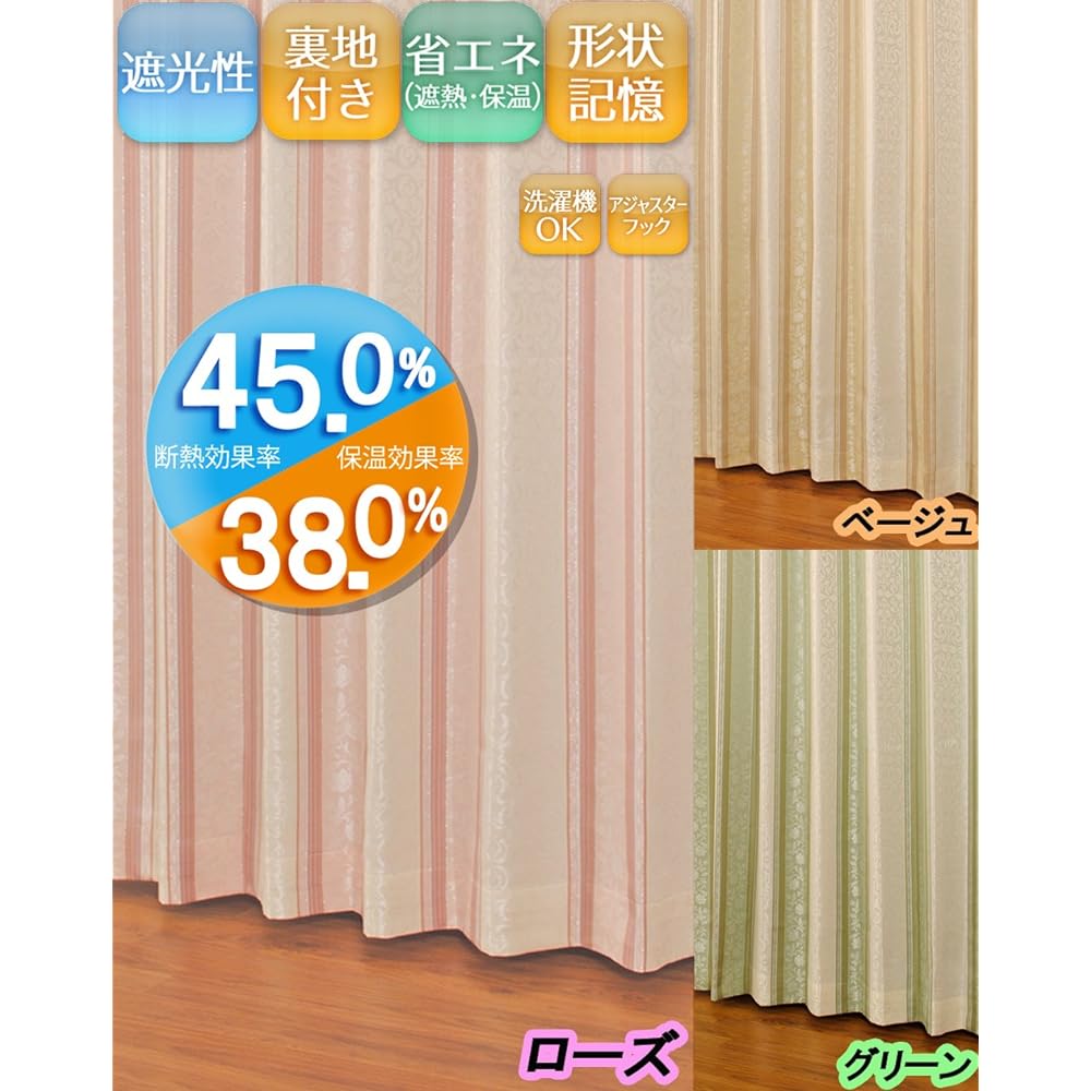 Univerle Blackout Drape Curtain Angle Rose Width 200 x Length 230cm 1 piece