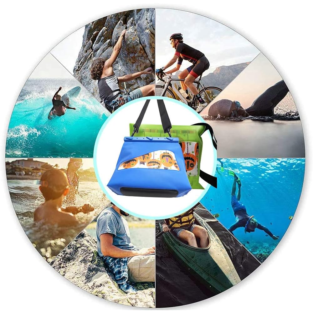 Igreeman 2 Pack Waterproof Shoulder Dry Bag 2 Pack Fluorescent Waterproof Universal Mobile Phone Bag Floating Dry Sack Set for Beach, Kayaking, Boating, Swimming, Diving, Fishing, Camping