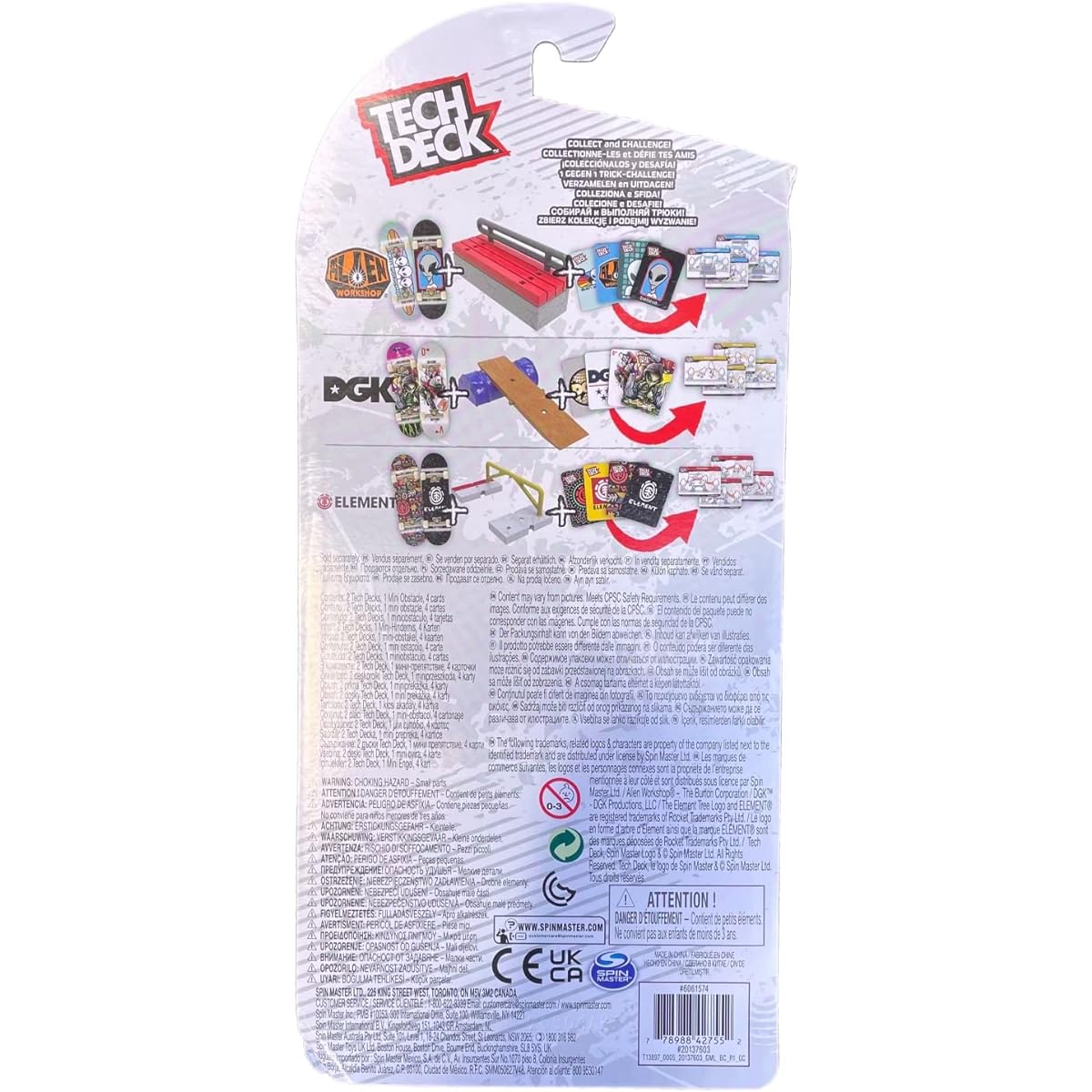 TECH DECK Tech Deck VS Series Sk8shop Mini Skateboard Obstacle & Challenge Set 2022 (DGK - Alien Workshop - Element) (DGK)