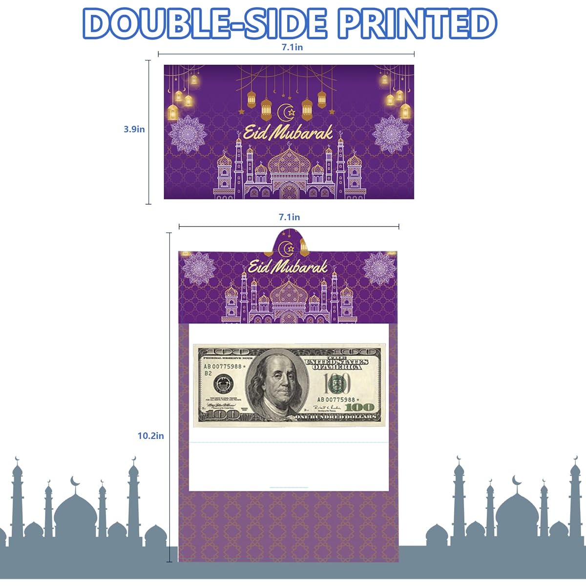 ONEHAUS Ramadan Eid Mubarak Money & Gift Card Holder 24 Pieces