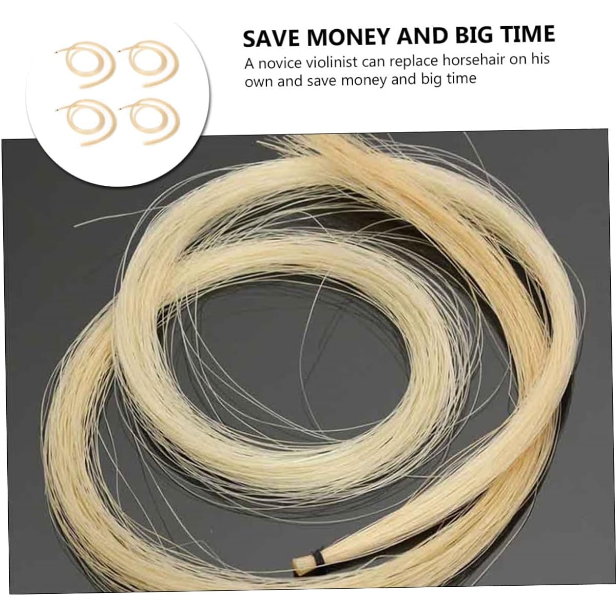 Vaguelly 32pcs Violin Bow Hair Viola Accessories Student String White Horse Tail Hair Natural