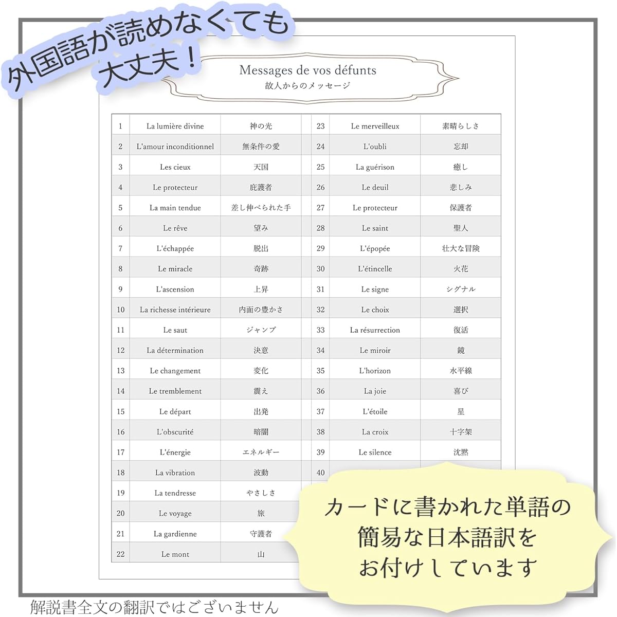 [Genuine Product] Message from the Deceased [Includes a Japanese list of meanings of oracle cards] Tarot fortune-telling