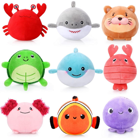 9 Pcs Mini Sea Life Plush Toys 3.15 Inch - Cute Sea Animal Stuffed Animals for Kids, Party Decorations, Easter Basket Fillers