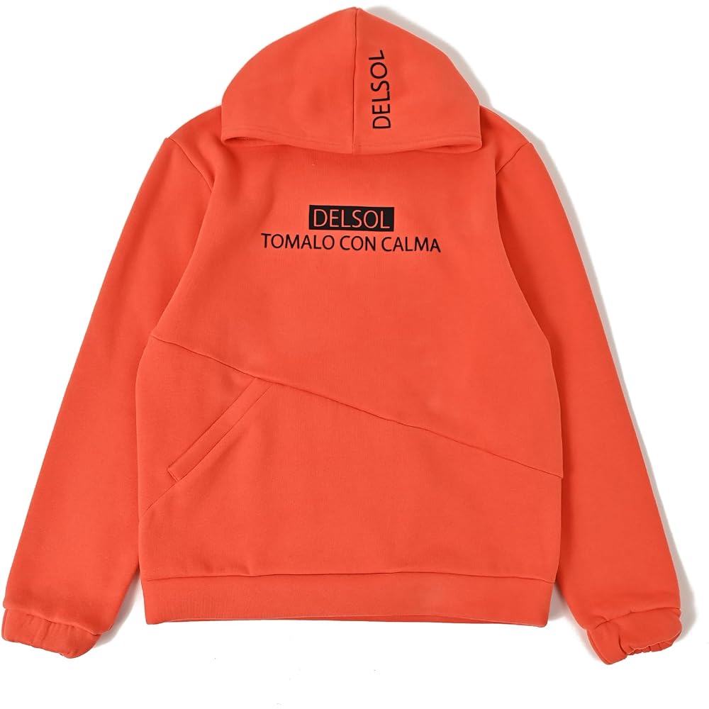 [Delsol] 7802 Different Pocket Fleece Lined Hoodie Parka Orange Fleece Lined Winter Outerwear Delsol Golf Golf Wear Women's M L LL 3L Large Size