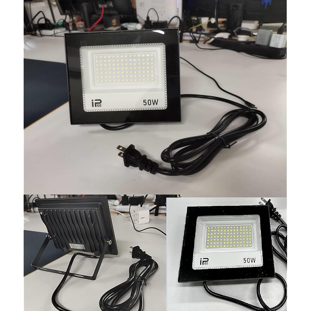 Great Value Set of 4 LED Floodlight 50W IP66 Waterproof Work Light 8000LM 800W Equivalent Flood Light Energy Saving High Brightness Grounded Plug PSE Compatible 1.8M Cord Work Light Parking Lot Light Sign Light Factory Warehouse Lighting Gym Garage Light