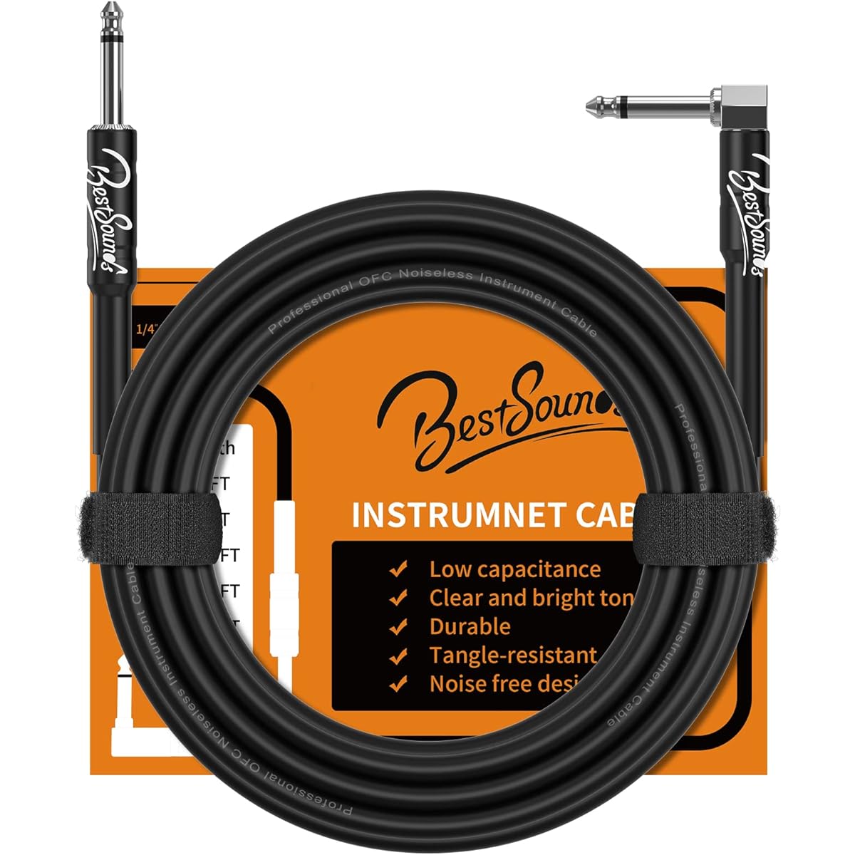 BestSounds Electric Guitar Cable 20ft Instrument Cable Cord for Bass Amplifier Bass Amp Audio Keyboard 1/4" Cable