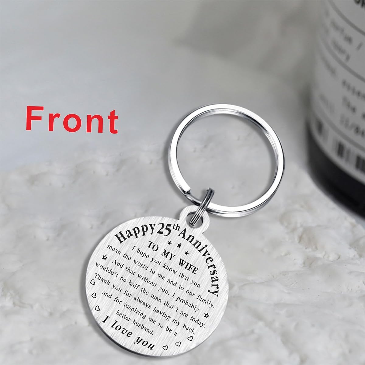 TANWIH 25th Wedding Anniversary Keychain Wife/Best Friend/1998 25th Anniversary Decoration for Women