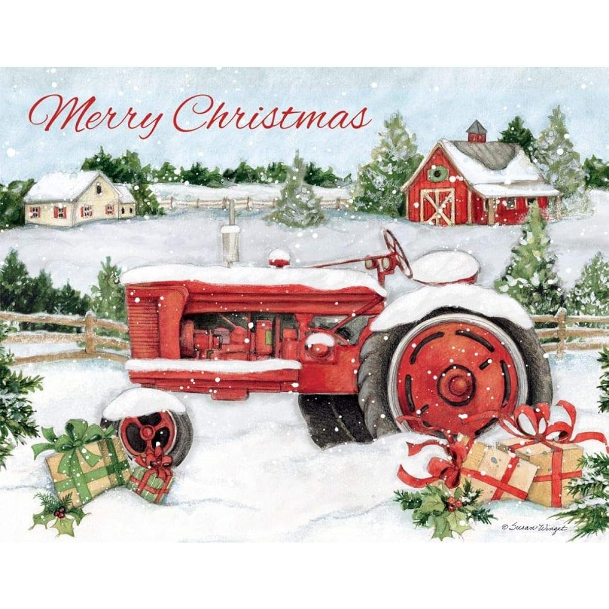LANG Snow Tractor Boxed Christmas Card (1004844)